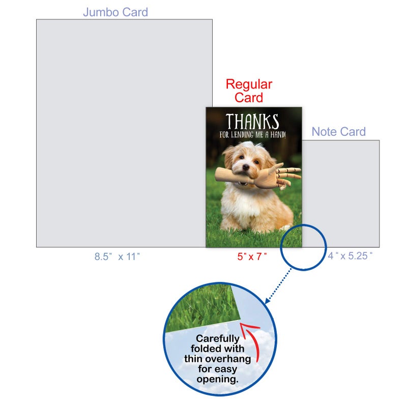 NobleWorks - 1 Funny Thank You Greeting Card - Animal Thanks and Gratitude Notecard Stationery - Lending a Hand C6877TYG - Image 4